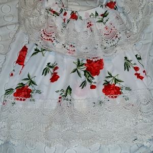 Women's White Ruffle Shoulder Blouse